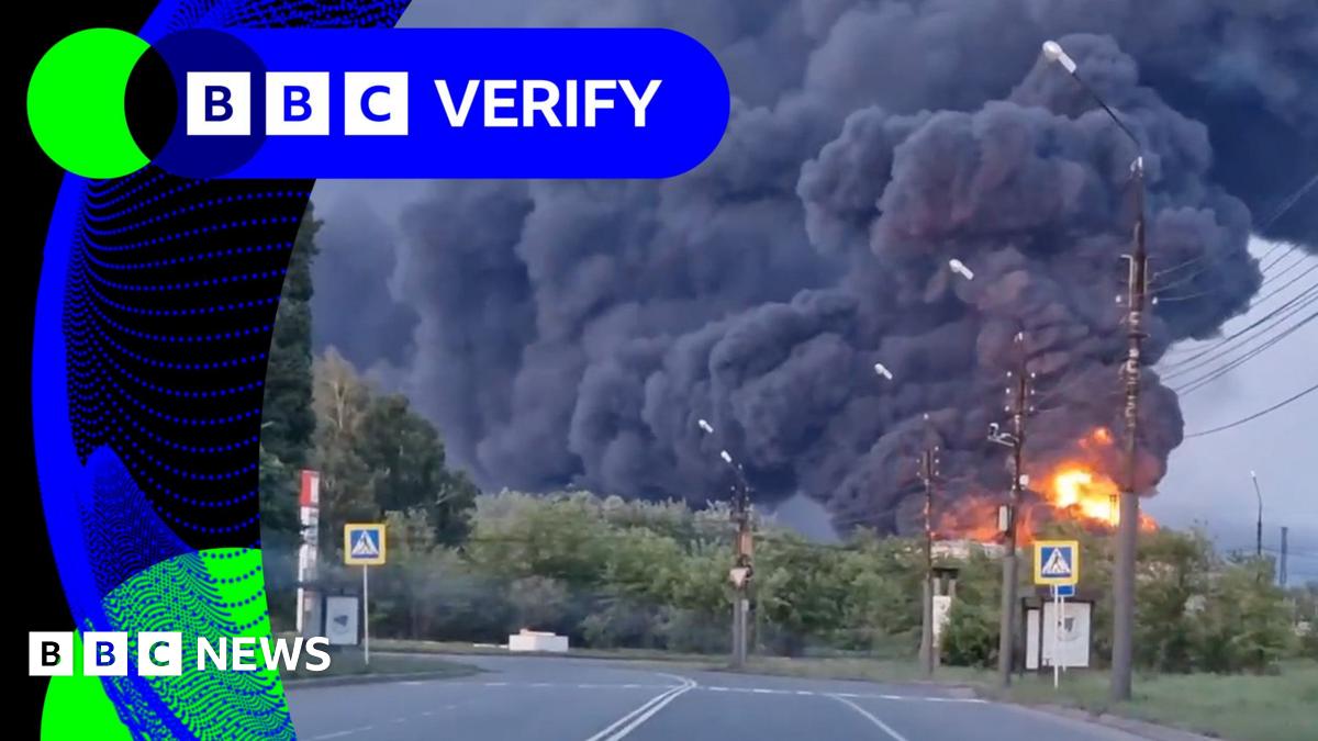 BBC Verify live: Analysing footage of Russian oil depot fire after claims of Ukraine strikes