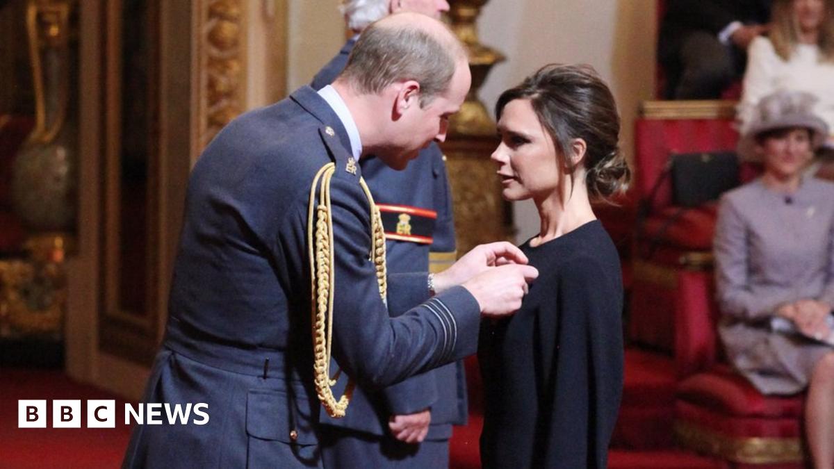 Victoria Beckham receives OBE from Prince William BBC News
