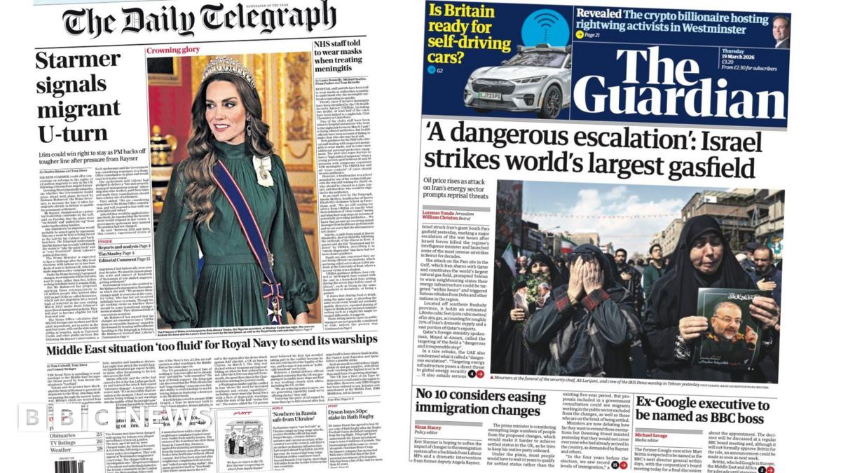 Newspaper headlines: Labour migrant plans under scrutiny and Iran gas field targeted