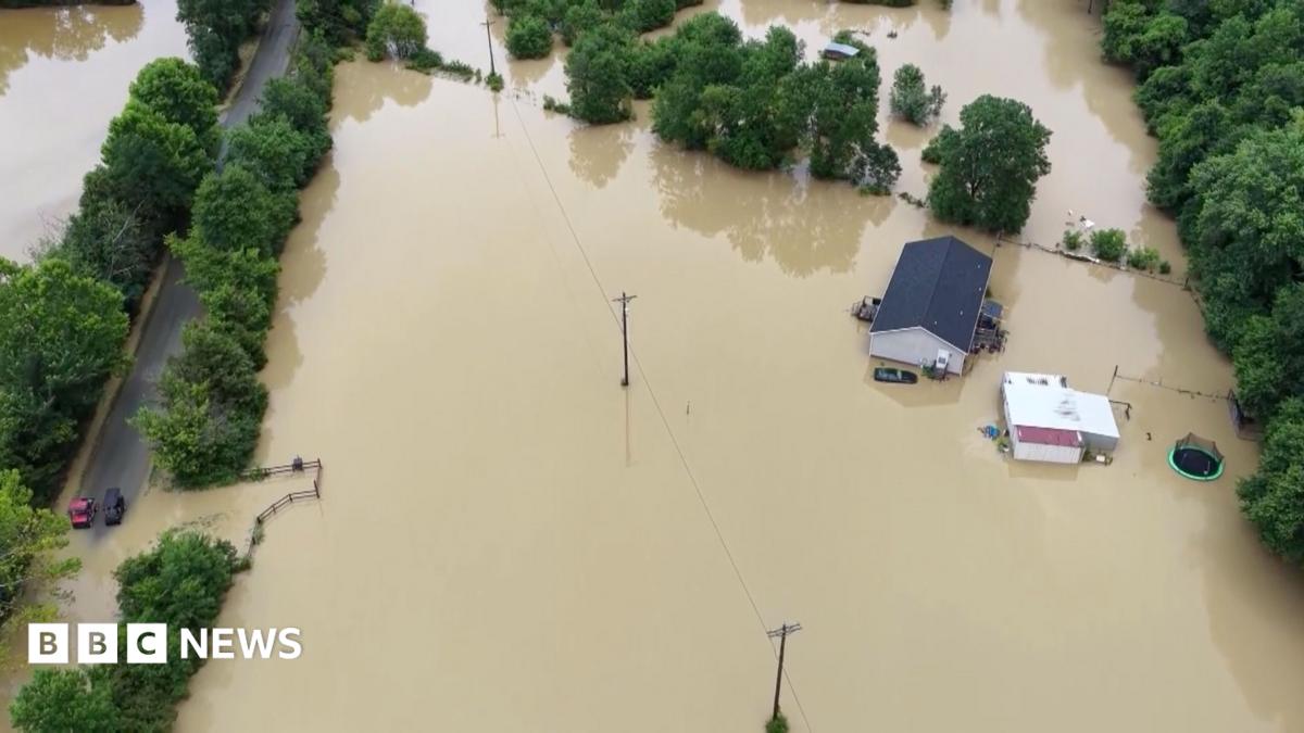 Aerial video shows extent of deadly flash flooding in Kentucky