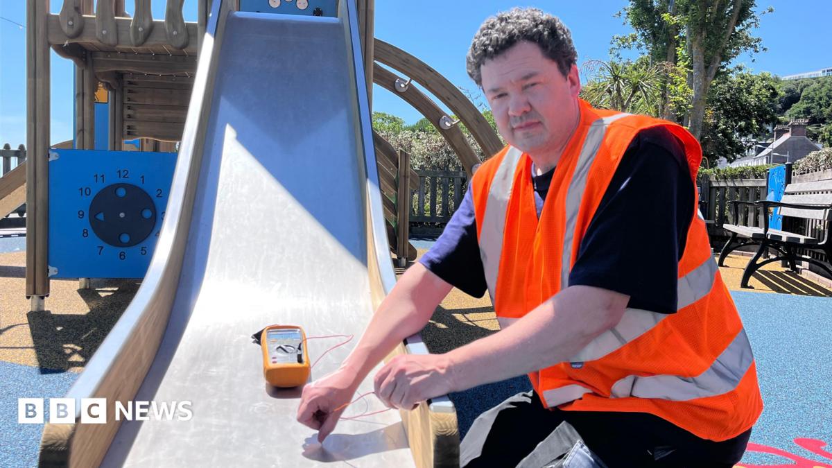 Play area slides tested in case they are too hot in heatwave