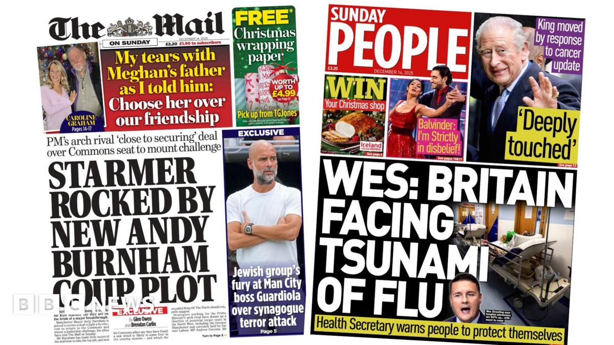 
                            Newspaper headlines: 'Burnham coup plot' and UK faces 'tsunami of flu'