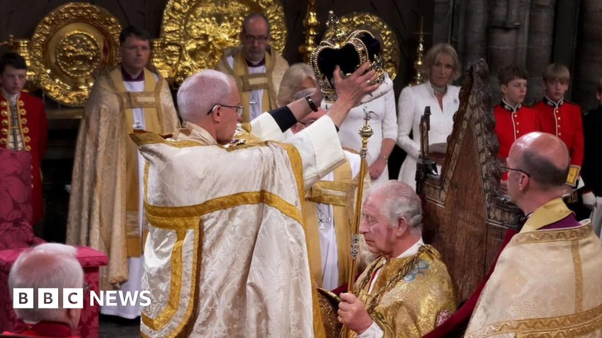 King Charles being crowned