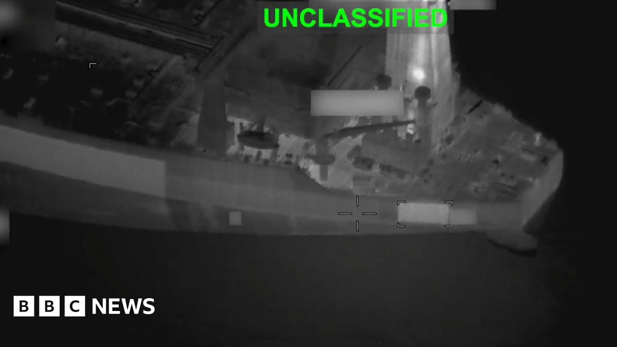 Still from a video released by US Central Command purportedly showing the the Botswana-flagged M/T oil tanker 