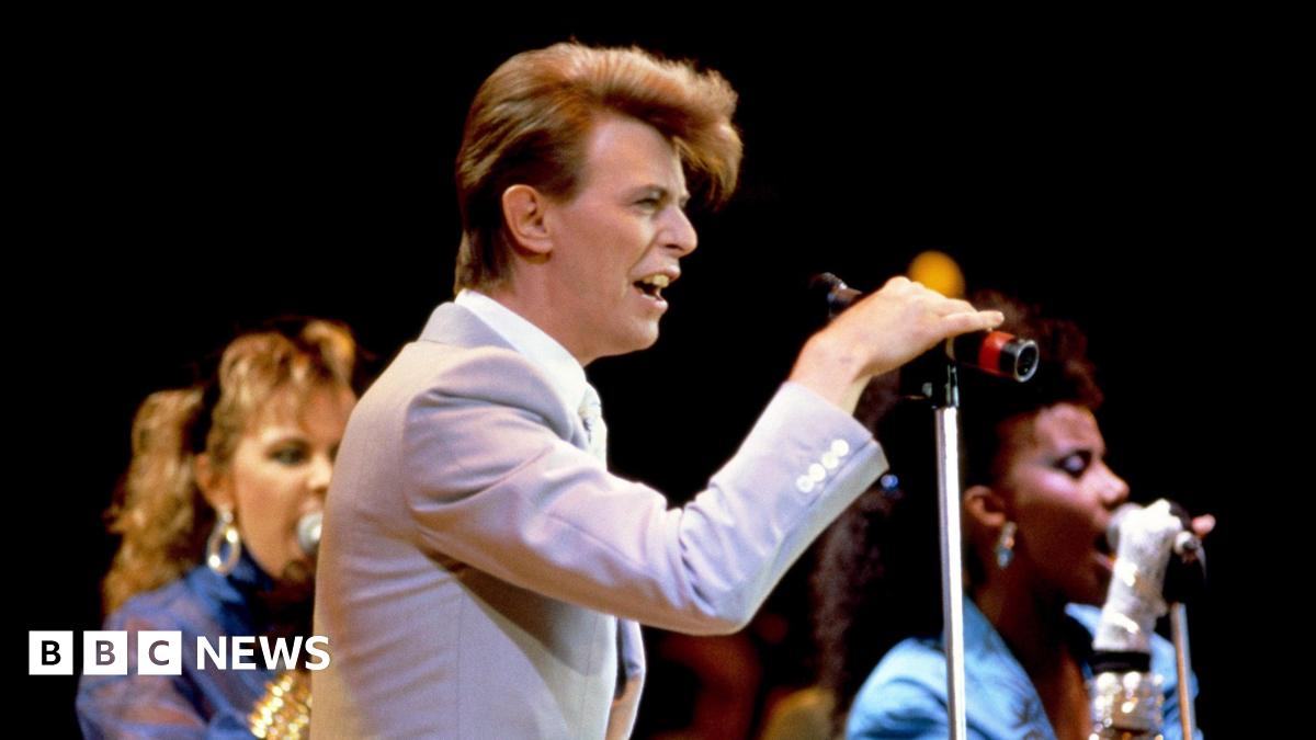 David Bowie pictured at the Live Aid concert on 13th July, 1985.