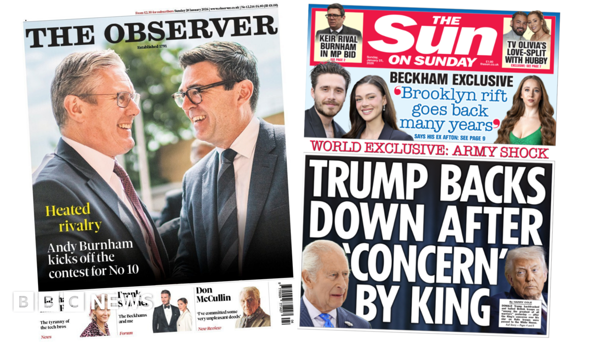 
                            Newspaper headlines: Labour's 'heated rivalry' and 'Trump backs down'