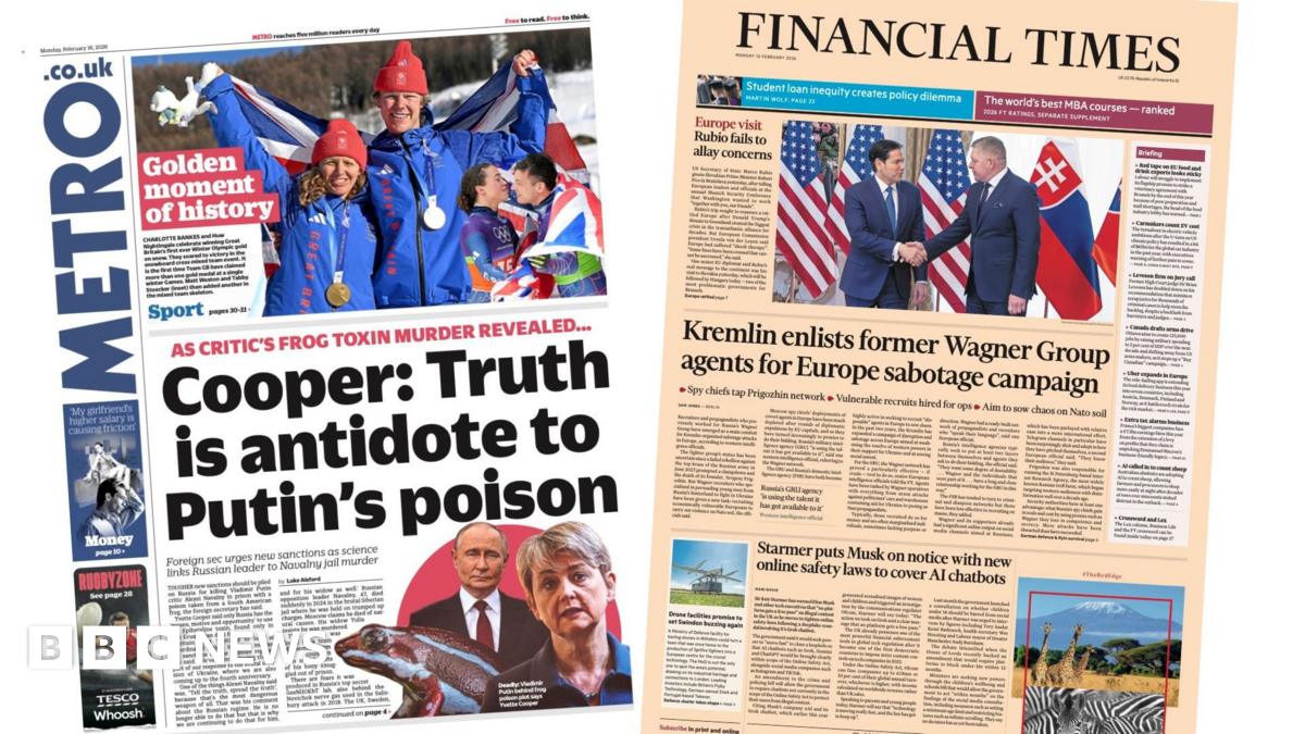 Newspaper headlines 'Truth is antidote to Putin's poison' and 'Europe