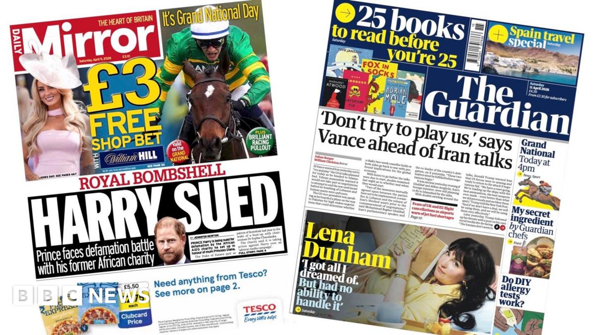 Newspaper headlines: 'Harry sued' and Vance warns Iran 'don't try to play us'