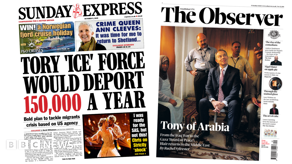 'Tory 'ICE' force would deport 150,000 a year' and 'Tony of Arabia'