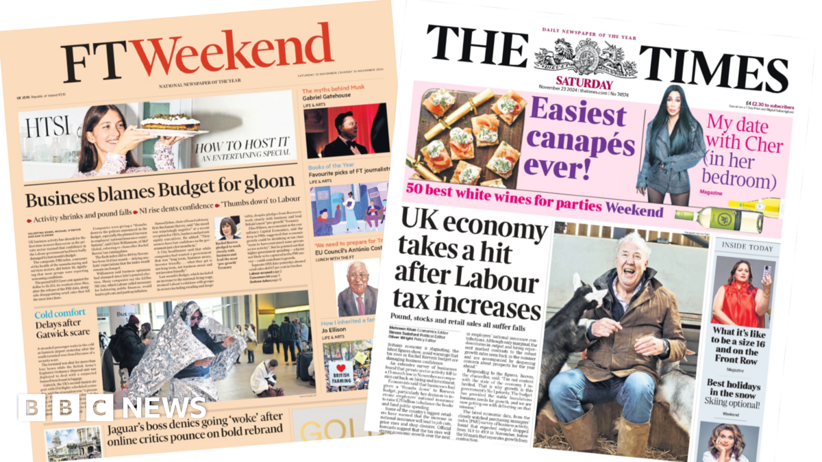 Newspaper headlines: 'Business blames budget' and 'UK economy takes hit ...