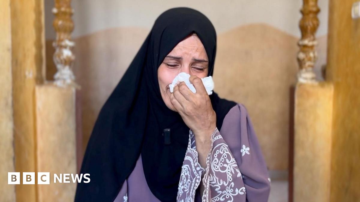 Iman al-Nouri weeps while talking about the Israeli strike that killed two of her sons and seriously wounded another