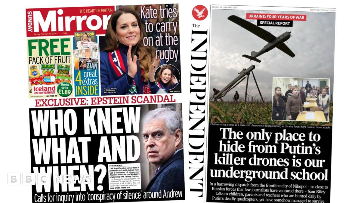 
                            Newspaper headlines: Calls for Andrew 'inquiry' and hiding from 'Putin's killer drones'