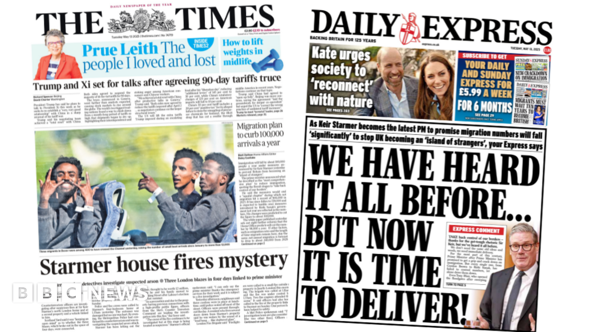 Newspaper headlines: 'Terror probe' into fire and 'time to deliver' on immigration