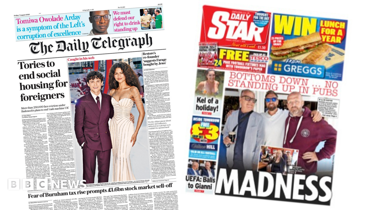 UK papers: 'Tories to end social housing for foreigners' and 'Bottoms down'