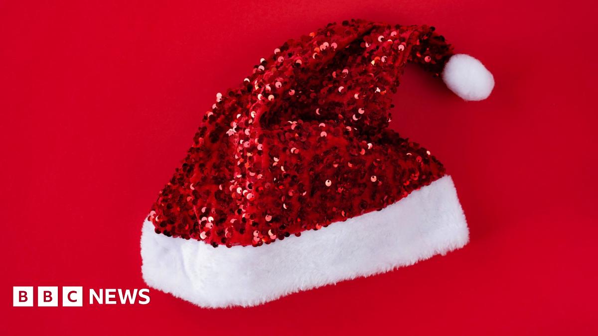 A santa hat decorated with sequins
