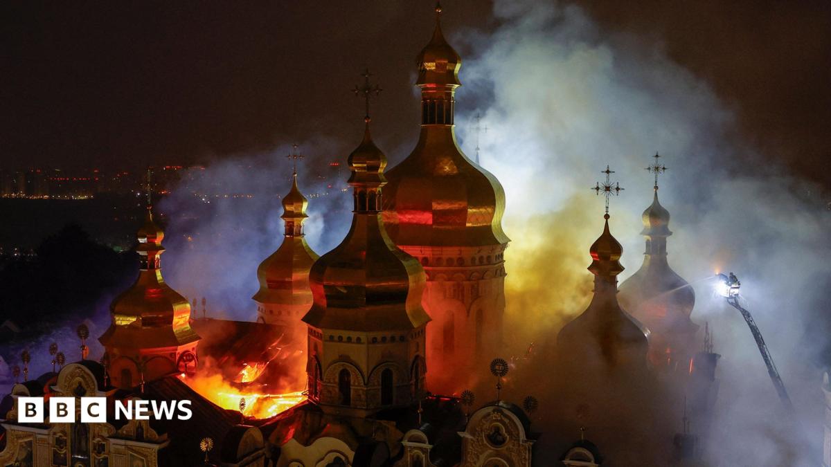 Ukraine war: Russian strikes kill nine and historic Kyiv cathedral damaged
