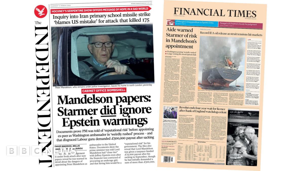 
                            Newspaper headlines: 'Starmer did ignore Epstein warnings' and 'Record oil release'