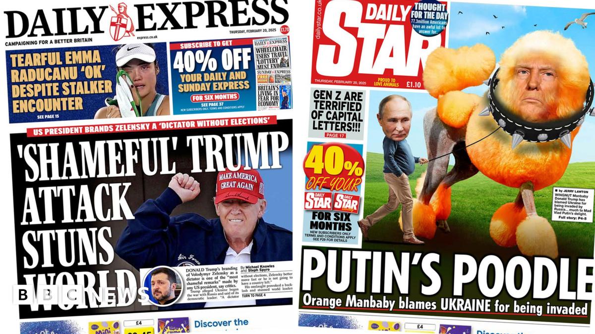 Newspaper headlines: ‘Shameful’ Trump attack on Zelensky and ‘Tearful Emma’