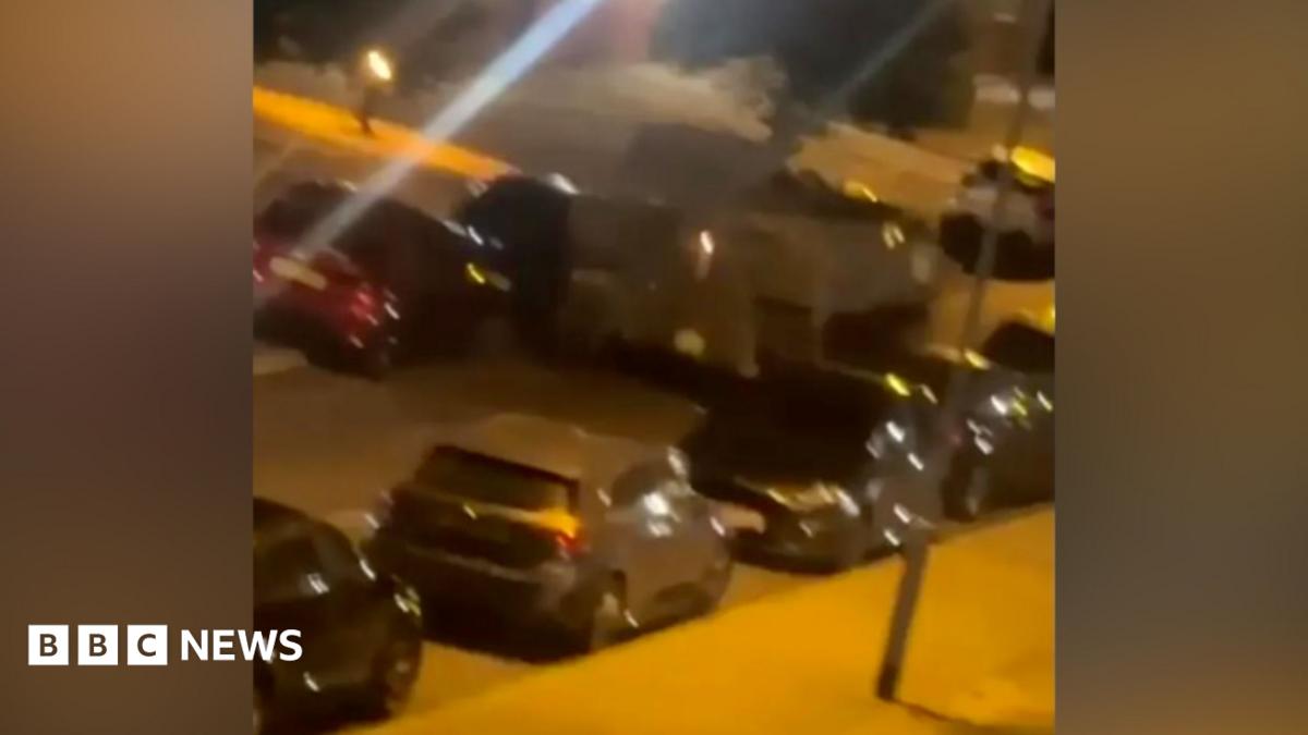 Two soldiers arrested after tank hits cars at night in Perham Down