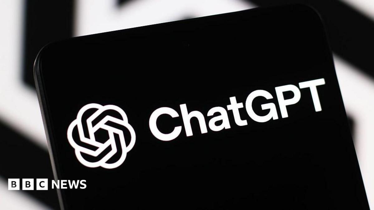 The black and white ChatGPT logo on a phone screen