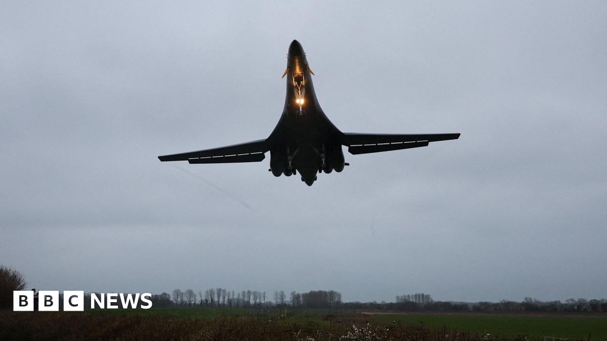 
                            US-Israel war with Iran: B-1 Lancer bomber lands at RAF Fairford