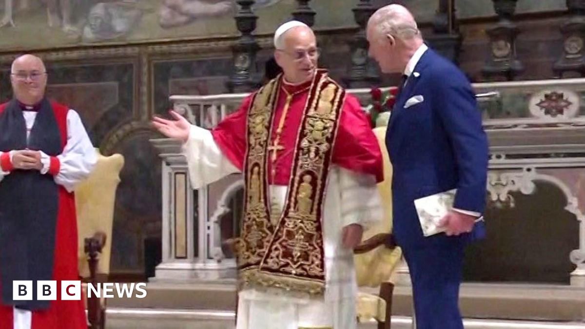 King Charles and Pope pray together for first time in Sistine Chapel - follow live thumbnail