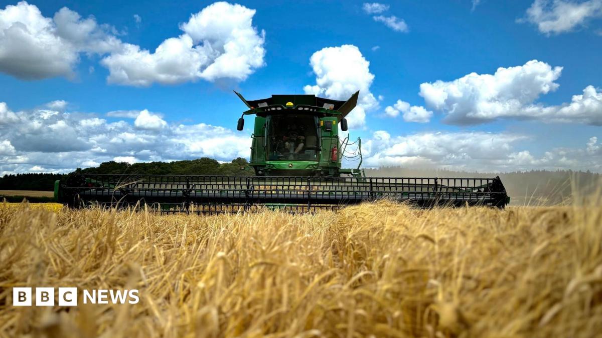 Combine harvester helps stop field fire spreading