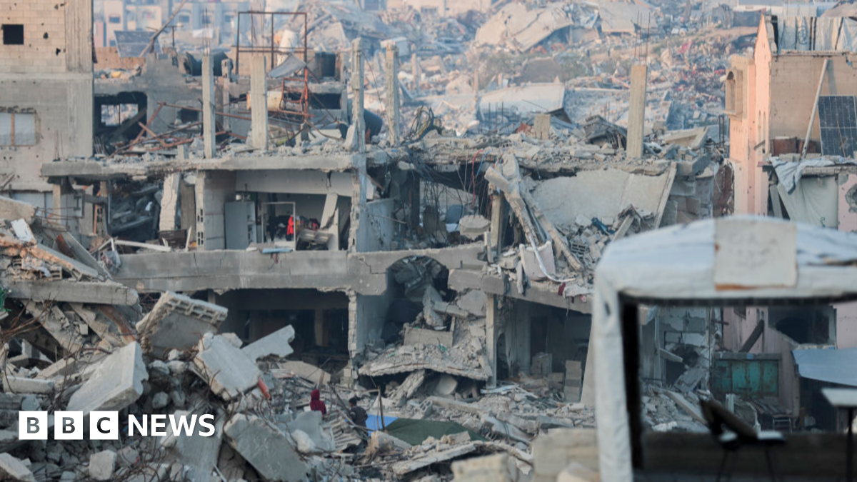 A view of the destruction in Beit Lahia, Northern Gaza, as residents gather for iftar on 15 March.