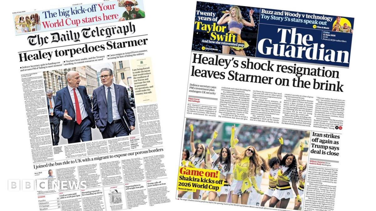 Newspaper headlines: 'Healey torpedoes Starmer' and 'Game on!'