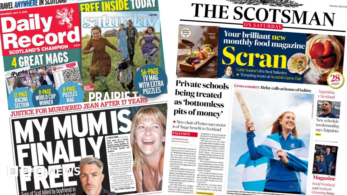Scotland's papers: Justice for murdered mum and private schools funding row
