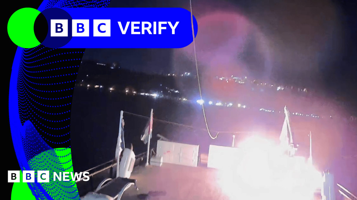 BBC Verify Live: Experts say ship in Gaza-bound flotilla 'hit by grenade' thumbnail