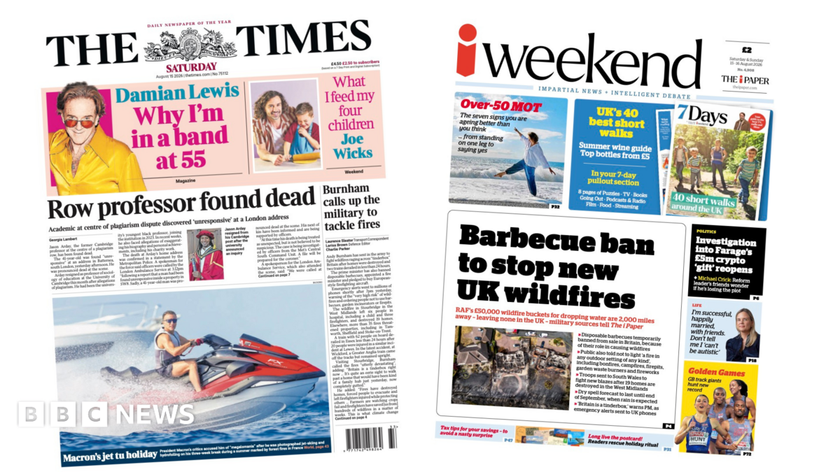 The Papers: 'Row professor found dead' and 'barbecue ban'