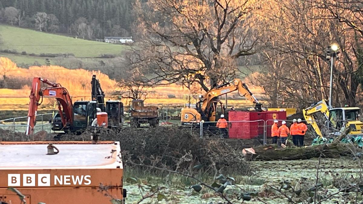 Picture of the repair work in Bryn Cowlyd Water Treatment Works in Dolgarrog, Conwy.