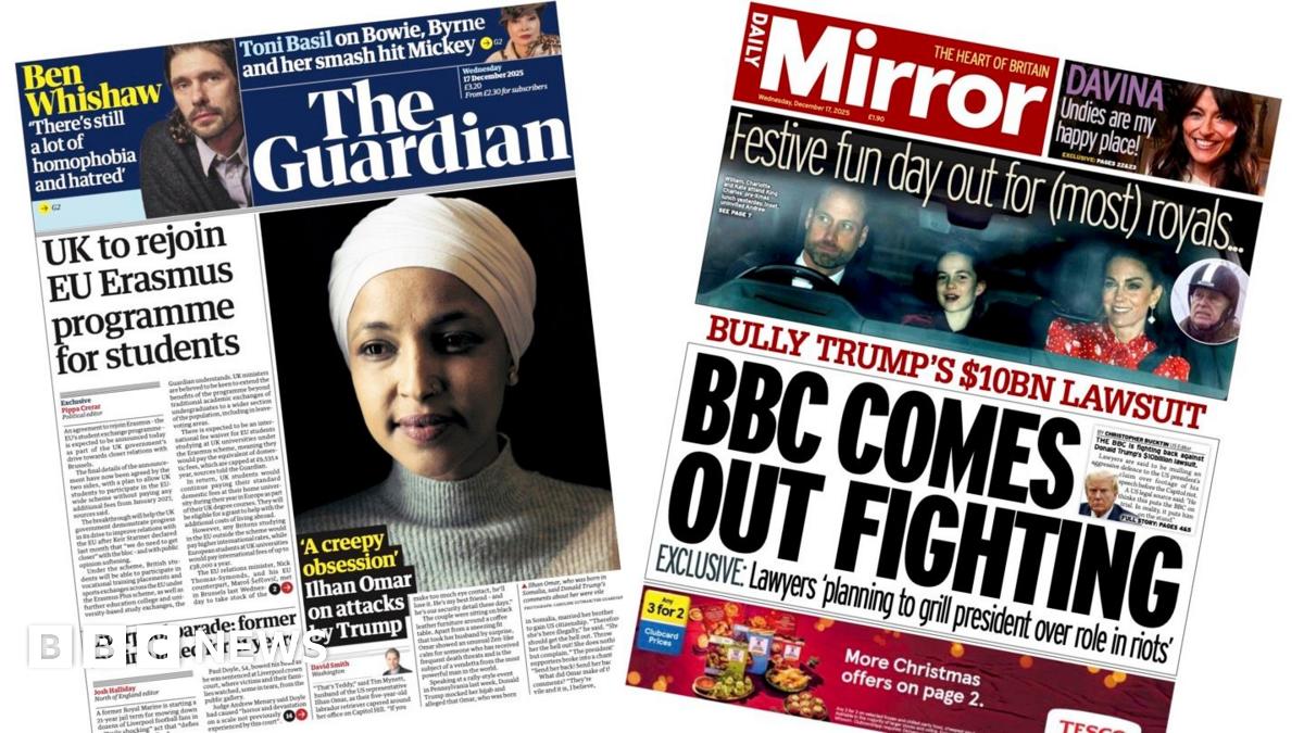 
                            Newspaper headlines: 'UK to rejoin Erasmus' and 'BBC comes out fighting'