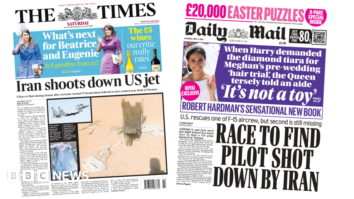 Newspaper headlines: 'Iran shoots down US jet' and 'race to find pilot'