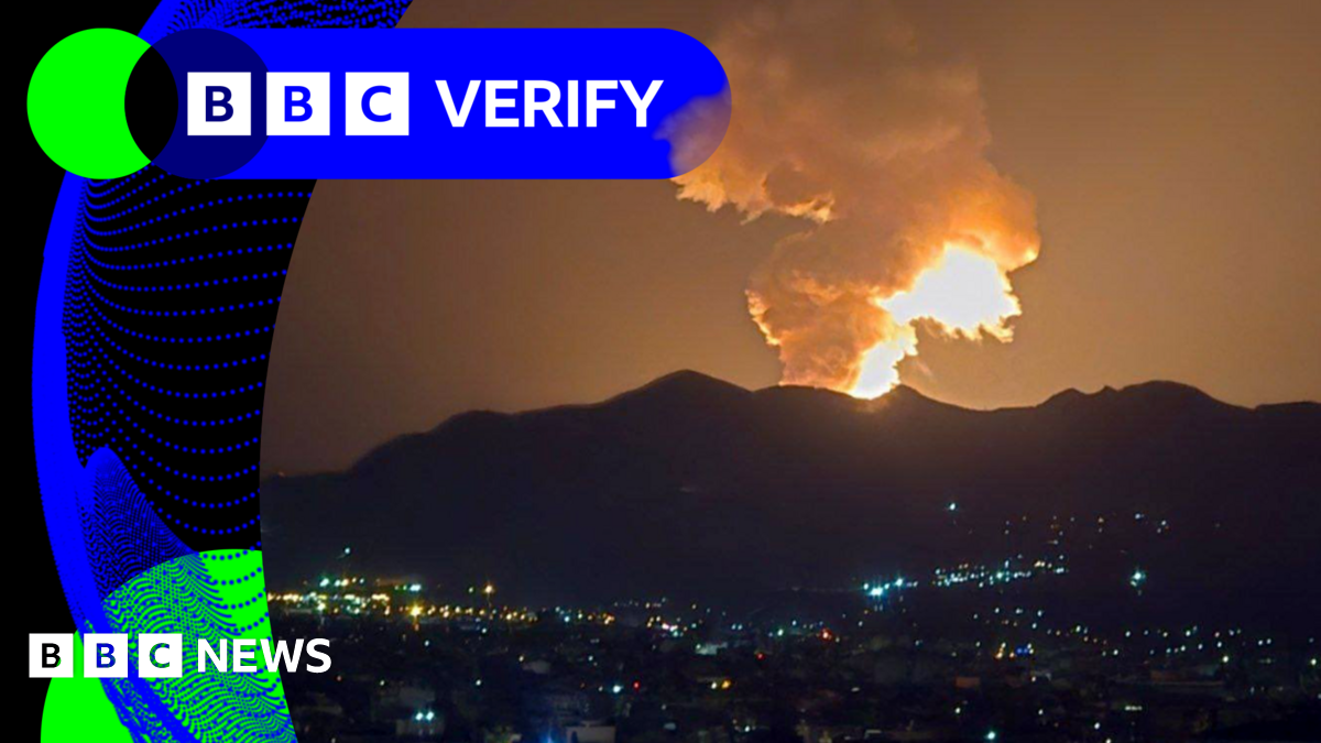 BBC Verify Live: Verified videos capture Tehran blasts, plus analysis of new Iran satellite images thumbnail