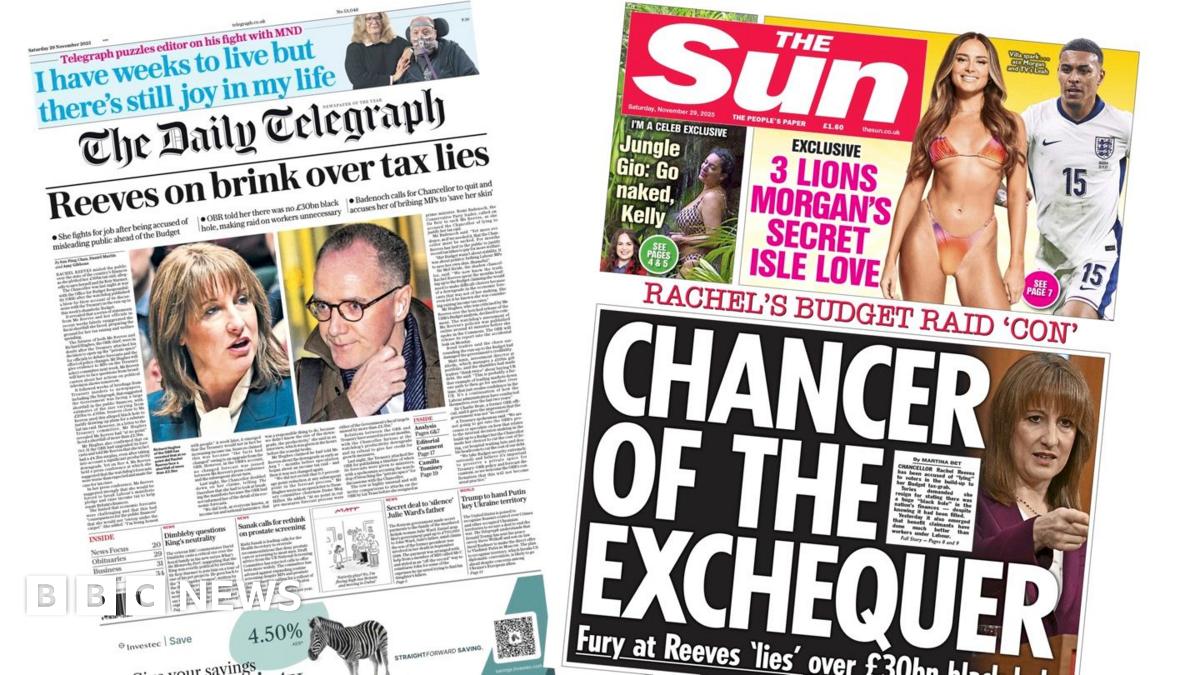 
                            Newspaper headlines: 'Reeves on brink' and 'Chancer of the Exchequer'
