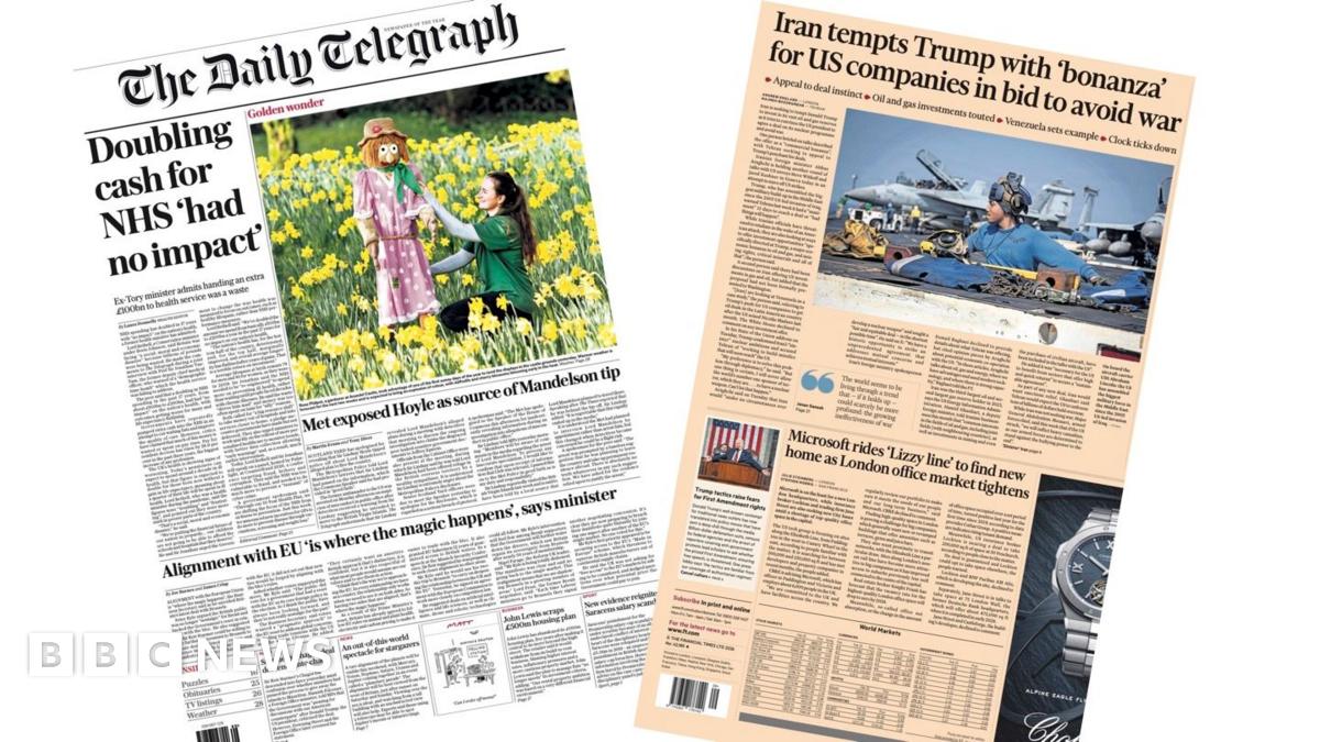
                            Newspaper headlines: 'Met exposed Hoyle' and 'Iran tempts Trump'