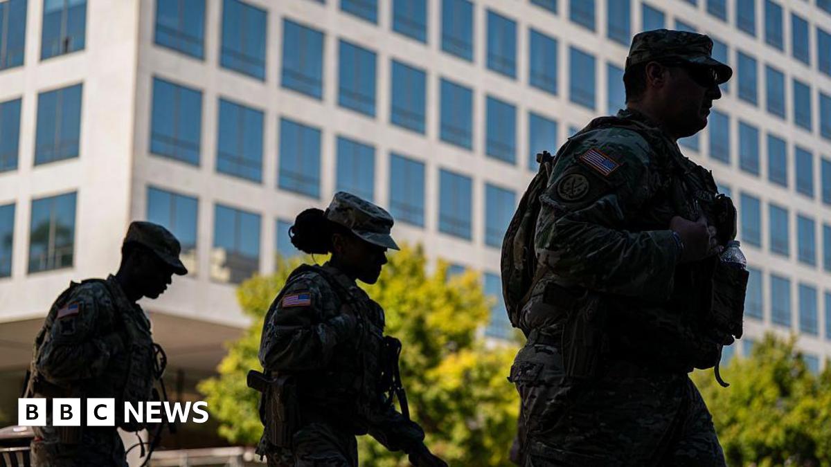 US troops in Washington DC seen in silhouette