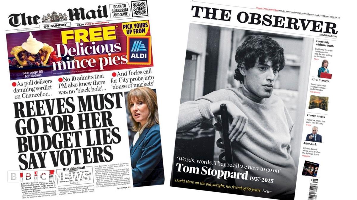 
                            Newspaper headlines: 'Reeves must go' and Tom Stoppard tributes