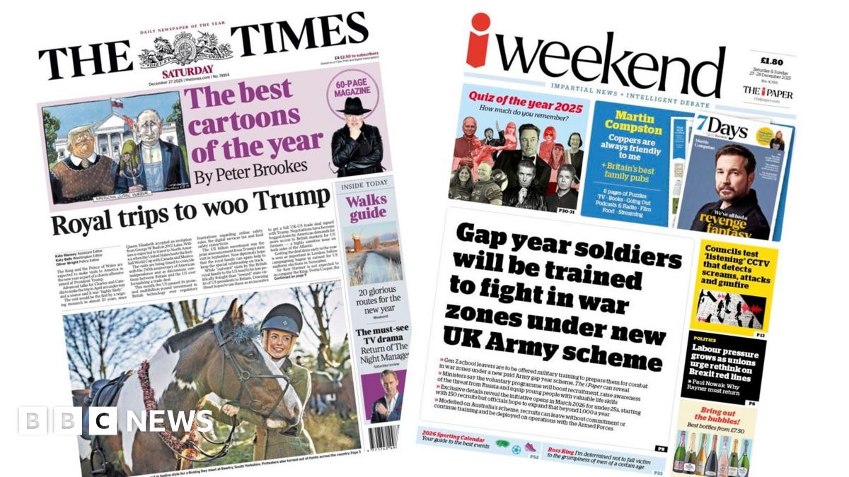 
                            Newspaper headlines: 'Royal trips to woo Trump' and 'Gap year soldiers'