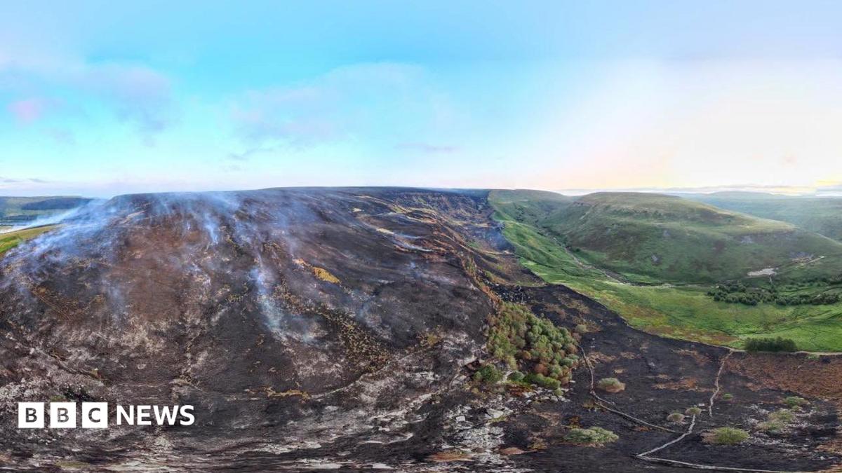 Crews use 'controlled burn' to manage huge Derbyshire wildfire