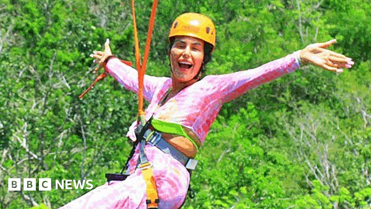 Catherine Wieland on a zipline in Mexico.
