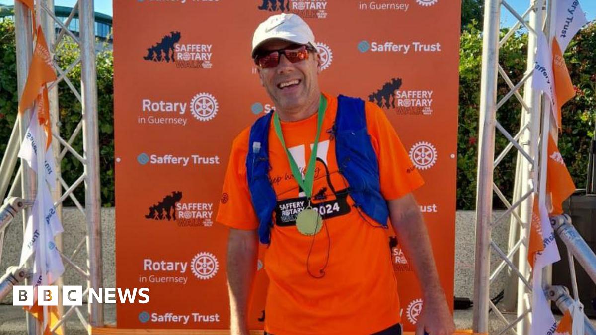 South African travels to Guernsey for his third round-island walk - BBC News