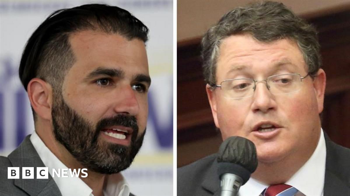 A composite image showing Josh Weil and Randy Fine