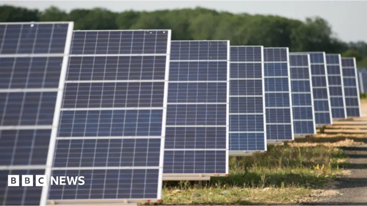 Solar panels in a field