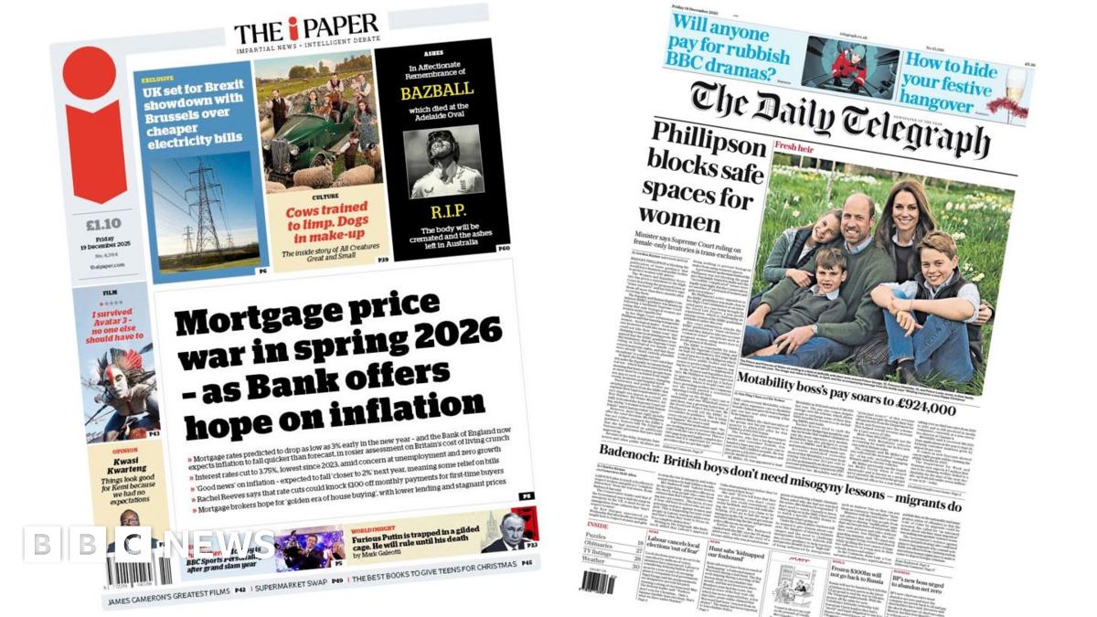 
                            Newspaper headlines: 'Mortgage price war in spring' and 'Fresh heir'