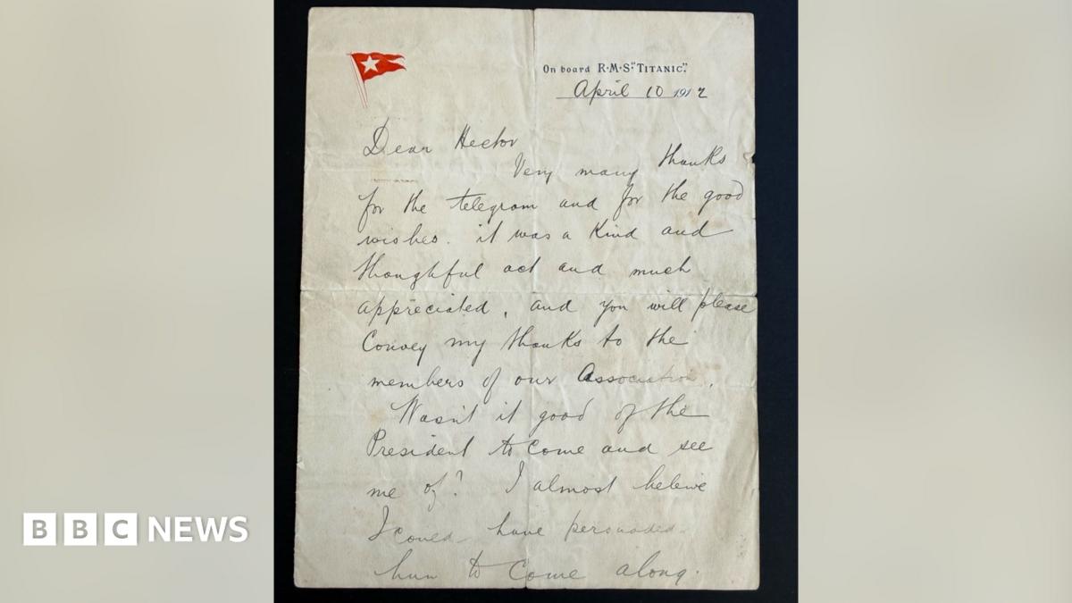 Titanic passenger's letter to friend to be auctioned in Wiltshire