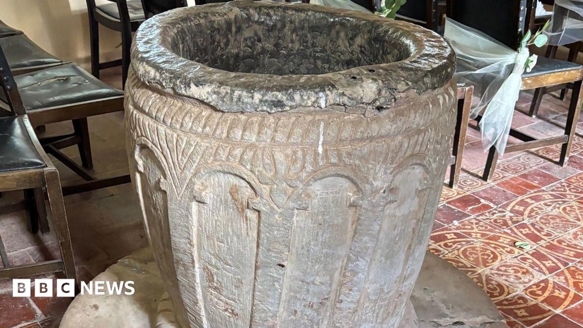 Norman font moved from Shropshire to King Charles’ Scottish school