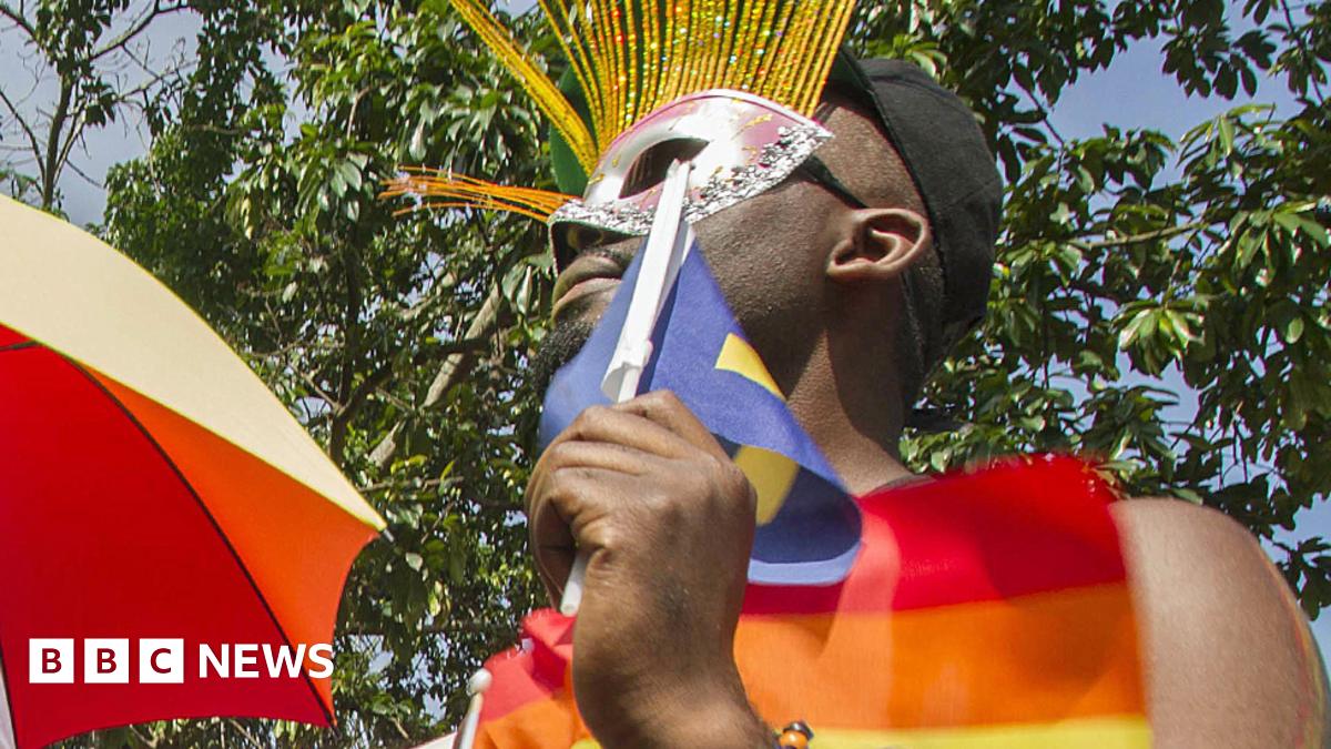 Ugandan gay activist taking part in a march - 2015